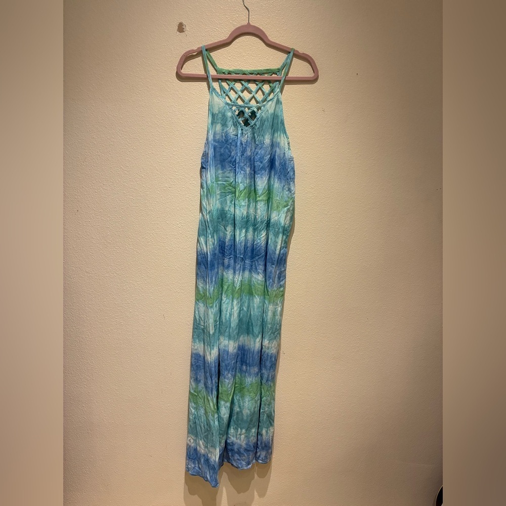 Tiare Hawaii Women’s Tie Dye Maxi Dress One Size Sundress One Size Casual Beachy